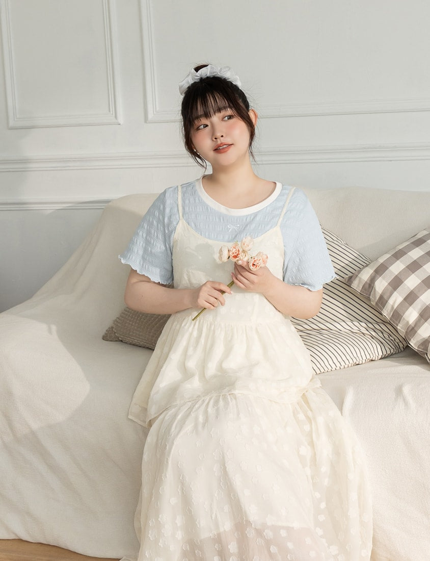 Japanese Floral Jacquard Strap Plus Size Cami Vest