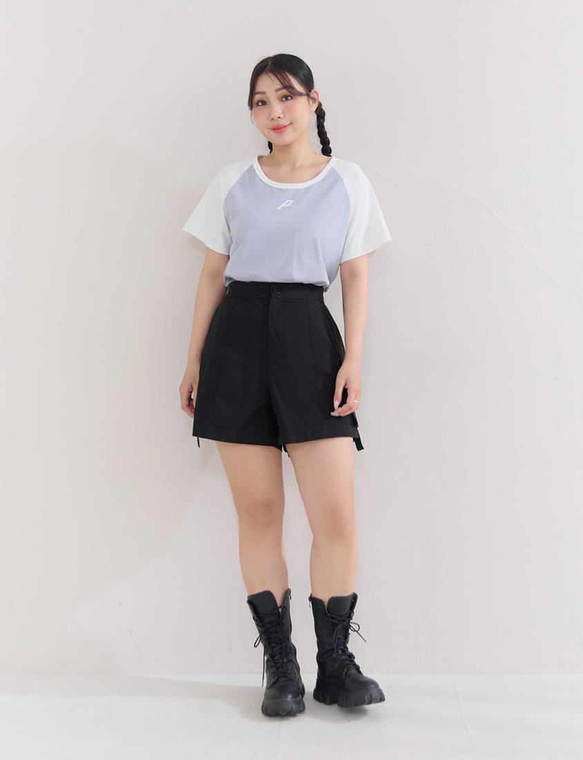 Casual Raglan Contrast Sleeve Plus Size Tee