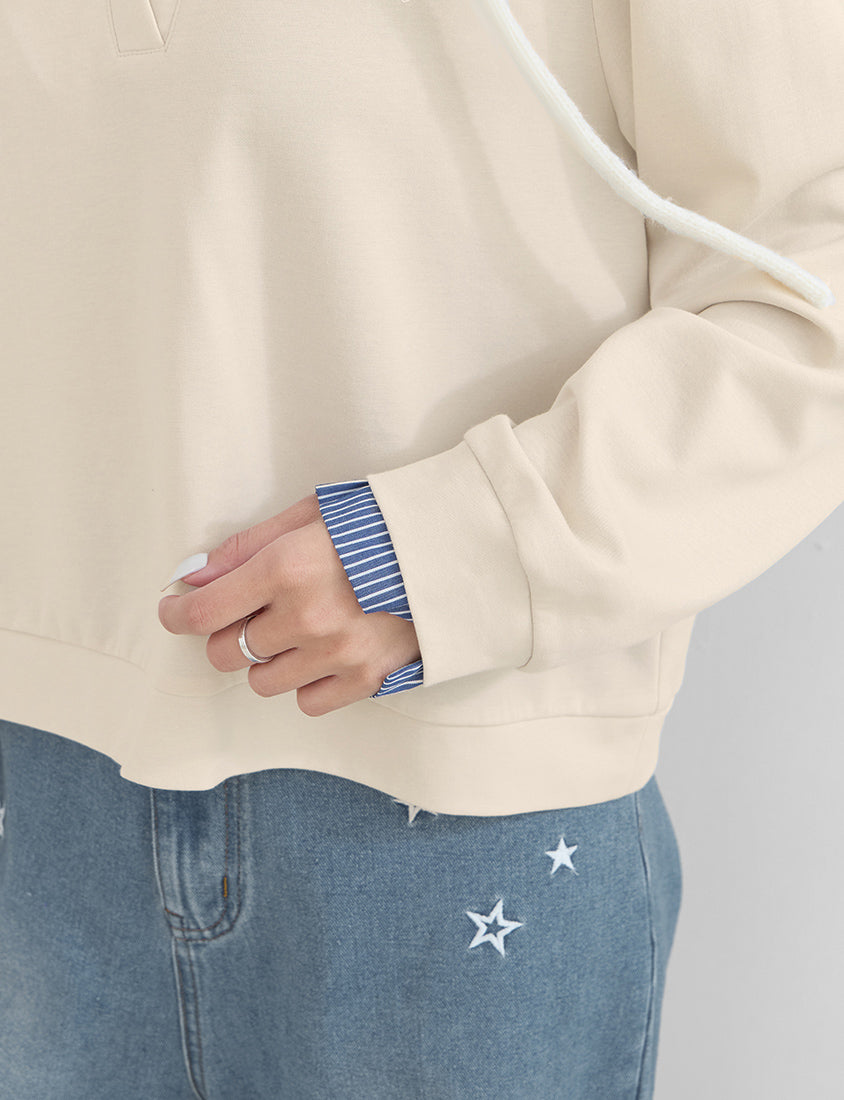 Heart Logo Faux Two Piece Plus Size Sweatshirt