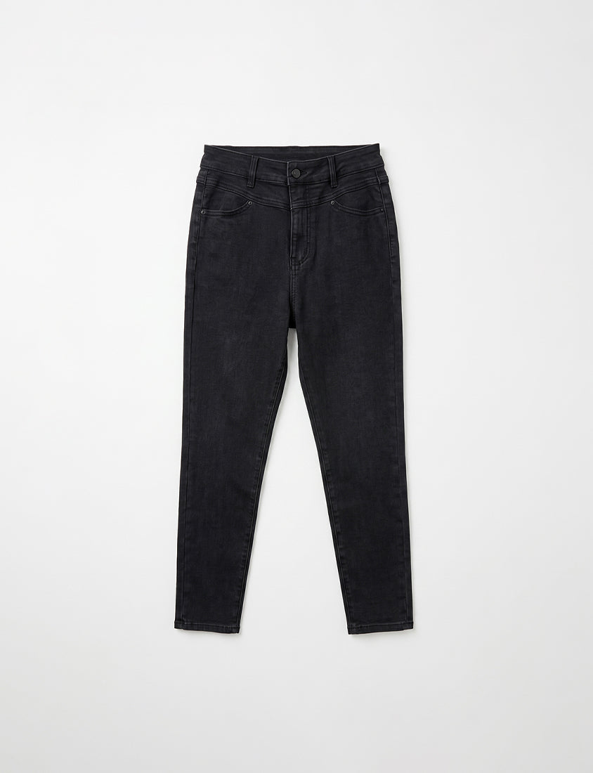 High-Waist Stretch Slim-Leg Plus Size Pants (Short)