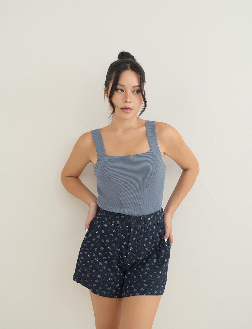 Sweet Floral Waffle Plus Size Shorts