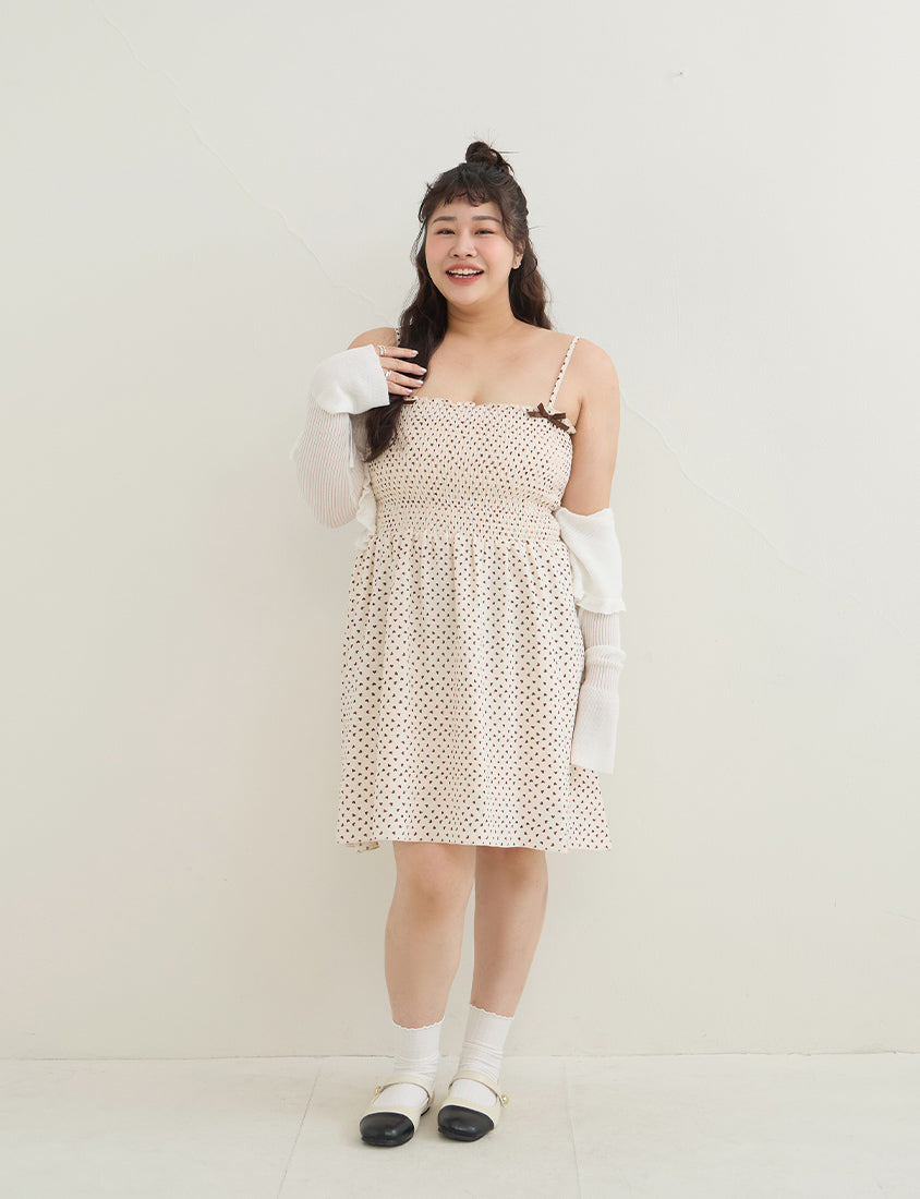 Sweet Contrast Heart Cami Plus Size Mini Dress