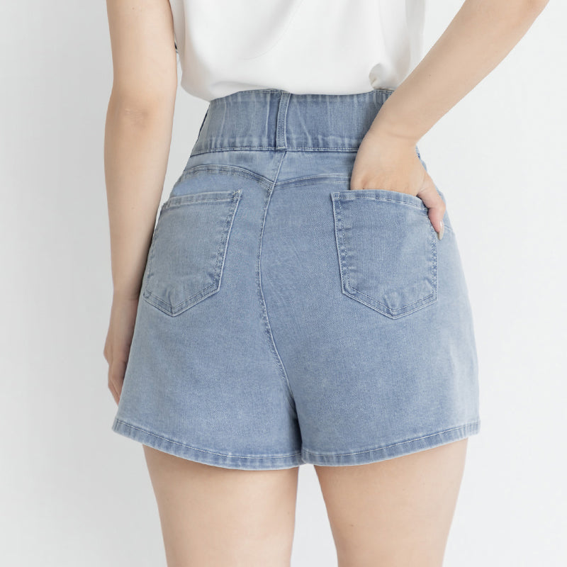 Slimming High Waist A-Line Plus Size Denim Shorts