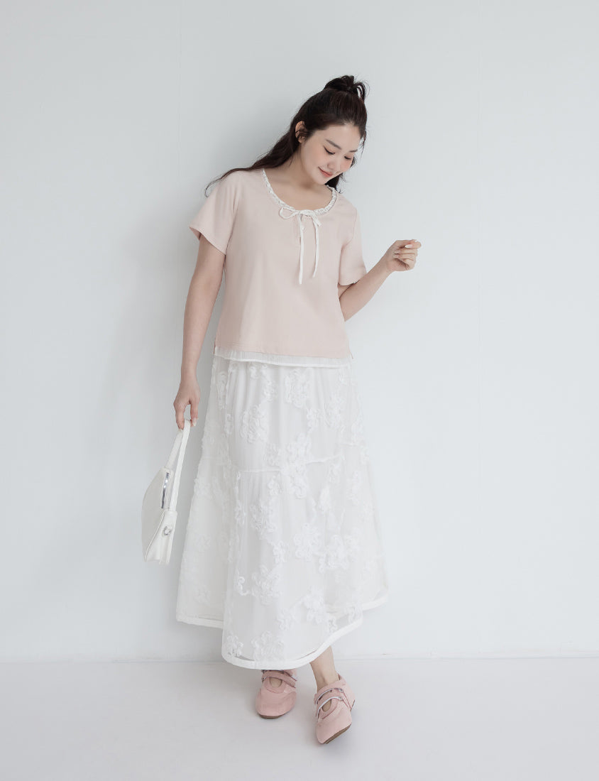 Korean Style Layered Faux Two-Piece Plus Size Top