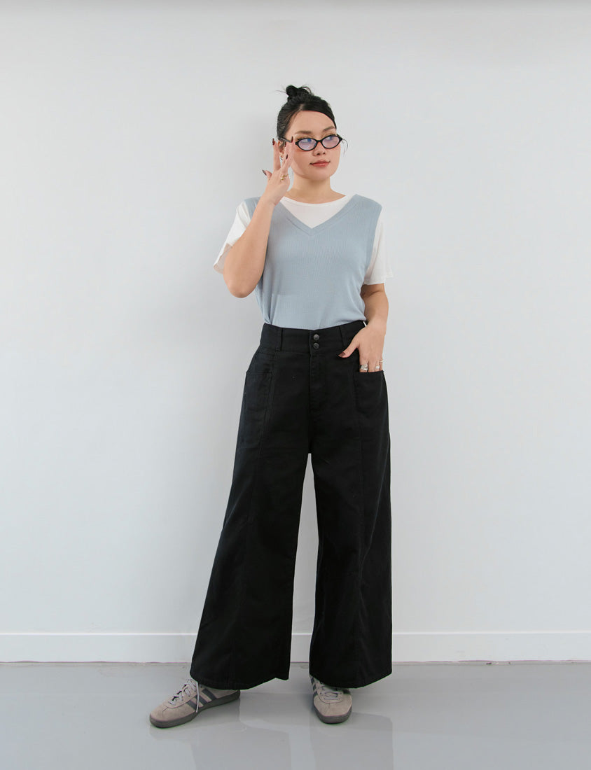 Contrast Waffle Faux Two Piece Plus Size Tee
