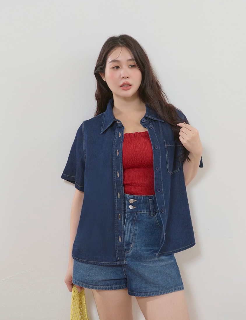 High Waist Hip-Lifting Stitch Plus Size Denim Shorts