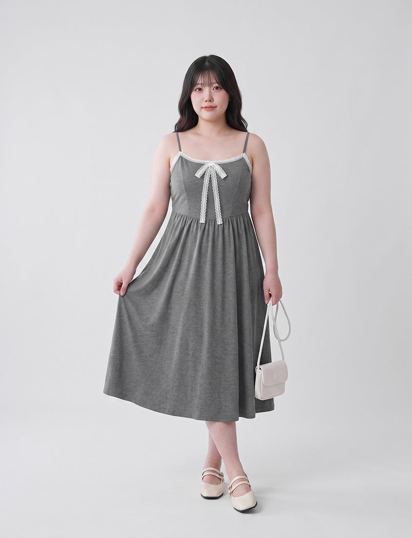 French Style Minimalist Adjustable Plus Size Cami Maxi Dress