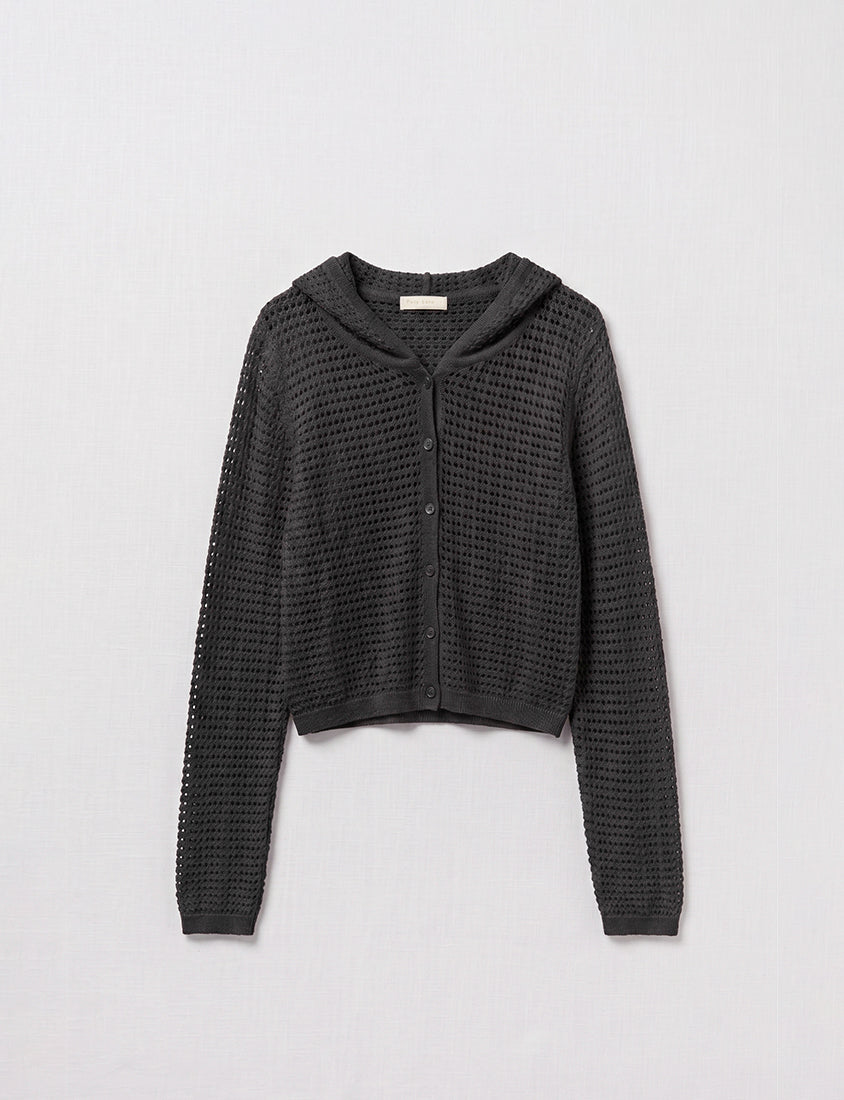 Ice Silk Button-Up Hooded Plus Size Knit Cardigan