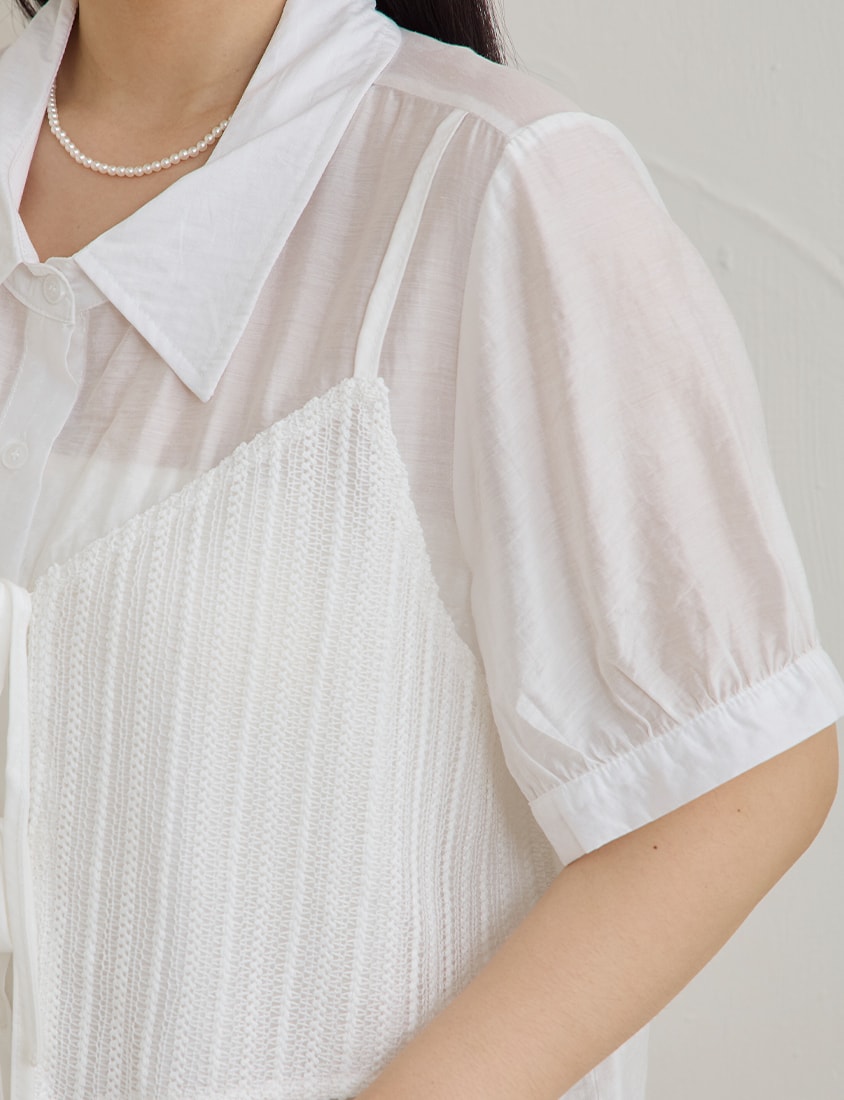 MISS. Faux Two Piece Sheer Plus Size Shirt (with Inner Tank Top)