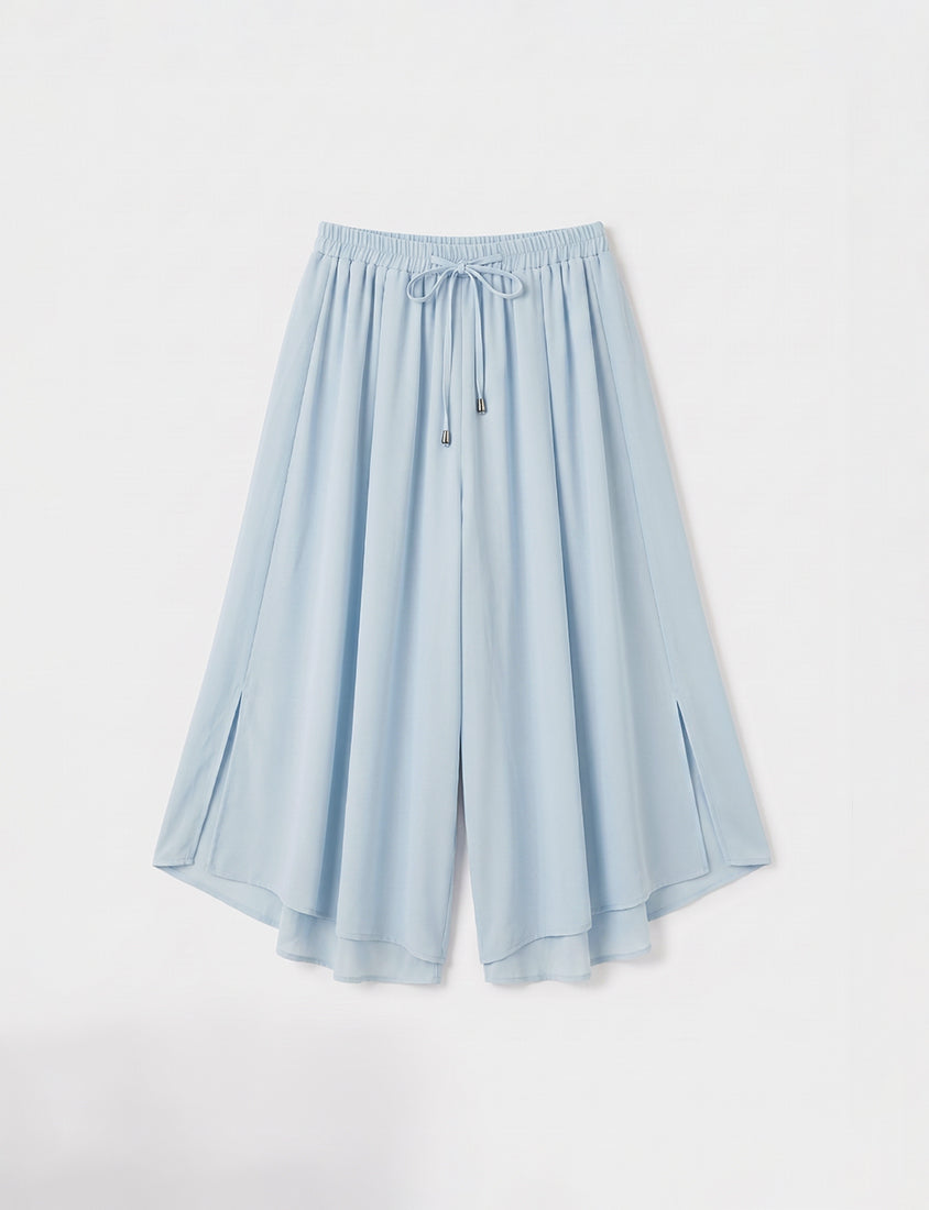 Flowy Layered Chiffon Plus Size Wide Leg Pants