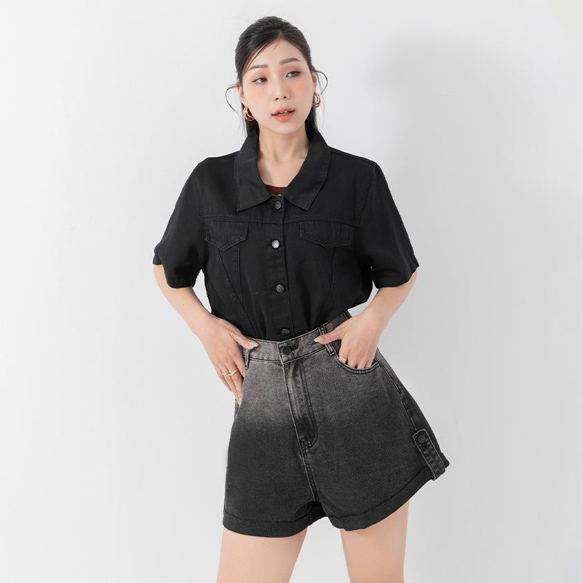 MUA! Gradient Cuffed Denim Plus Size Shorts