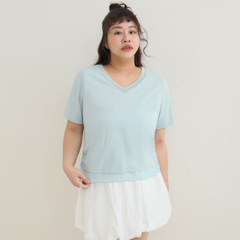 Silky Cool Sorona Mesh Panel Plus Size Tee