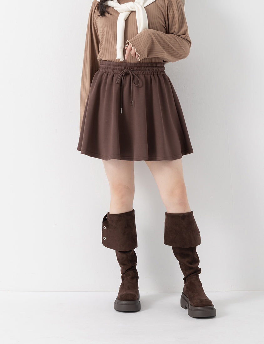 QQ Yogurt Touch Cotton Comfy A-Line Plus Size Mini Skirt
