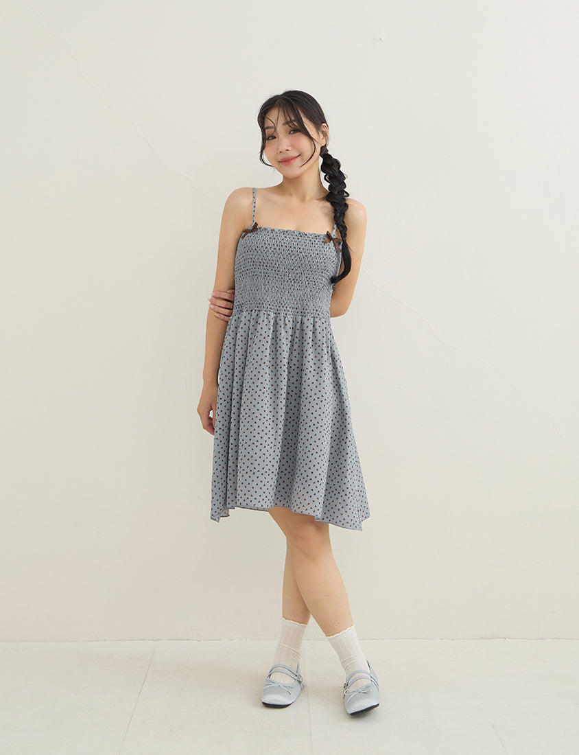 Sweet Contrast Heart Cami Plus Size Mini Dress