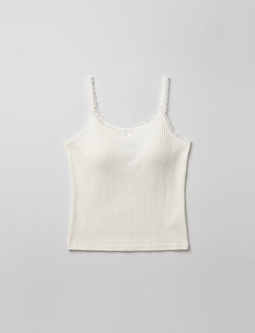 POBRA Cute Lace-Trimmed Ribbed Padded Plus Size Bra Top