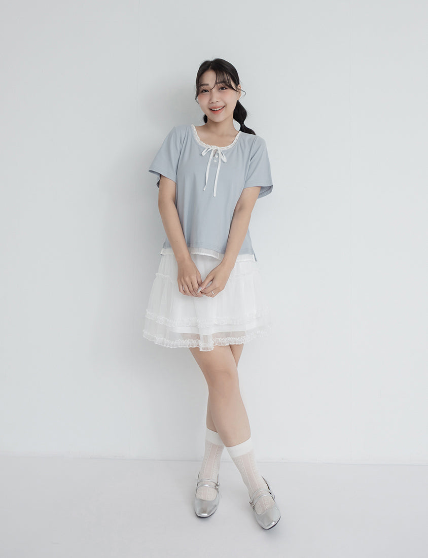 Korean Style Layered Faux Two-Piece Plus Size Top
