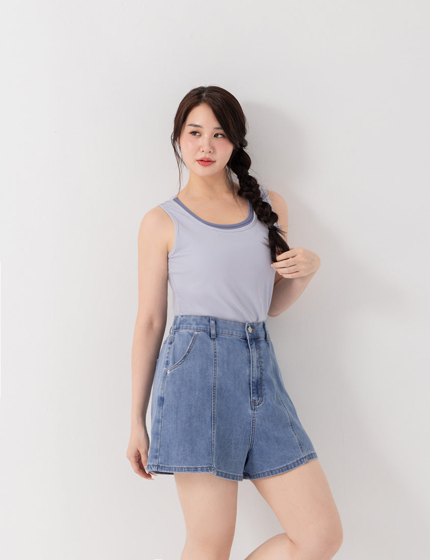 Standard Perfect Fit Slim Fit A-Line Plus Size Denim Shorts