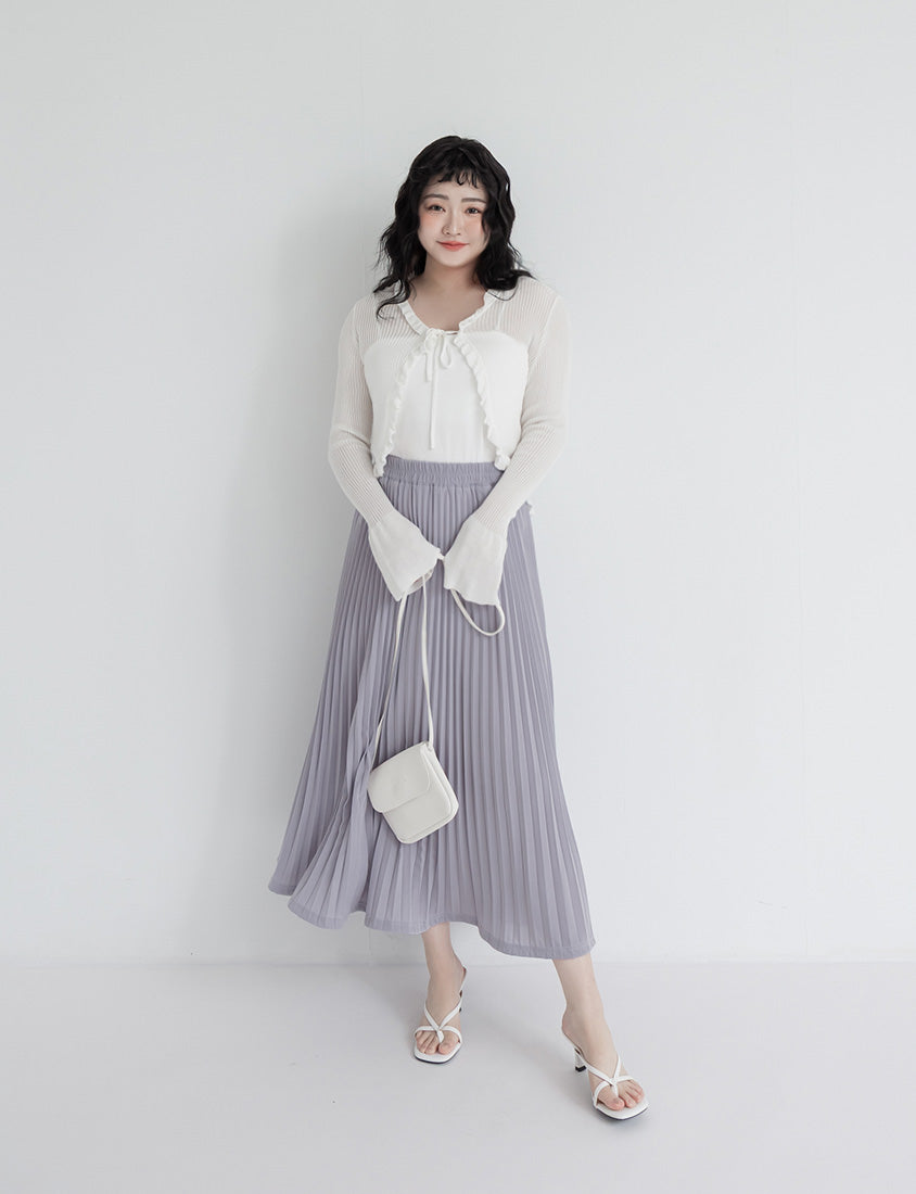 Elegant Flowy Elastic Waist Pleated Plus Size Maxi Skirt