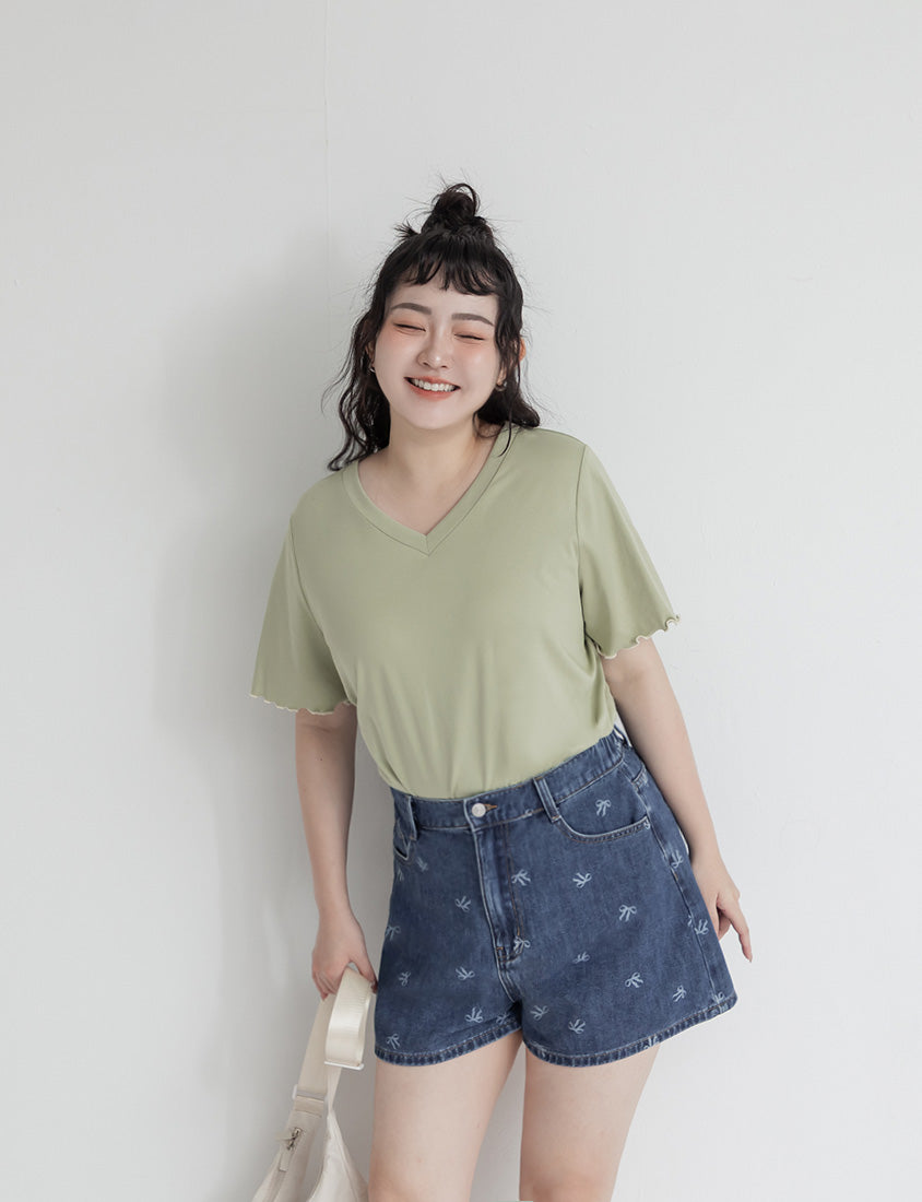 (V Neck) Zero Sweat Mark Cooling Plus Size Tee