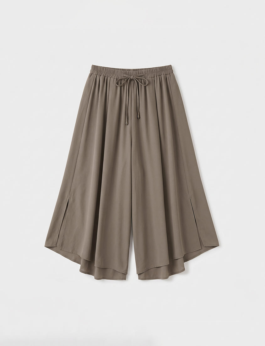 Flowy Layered Chiffon Plus Size Wide Leg Pants