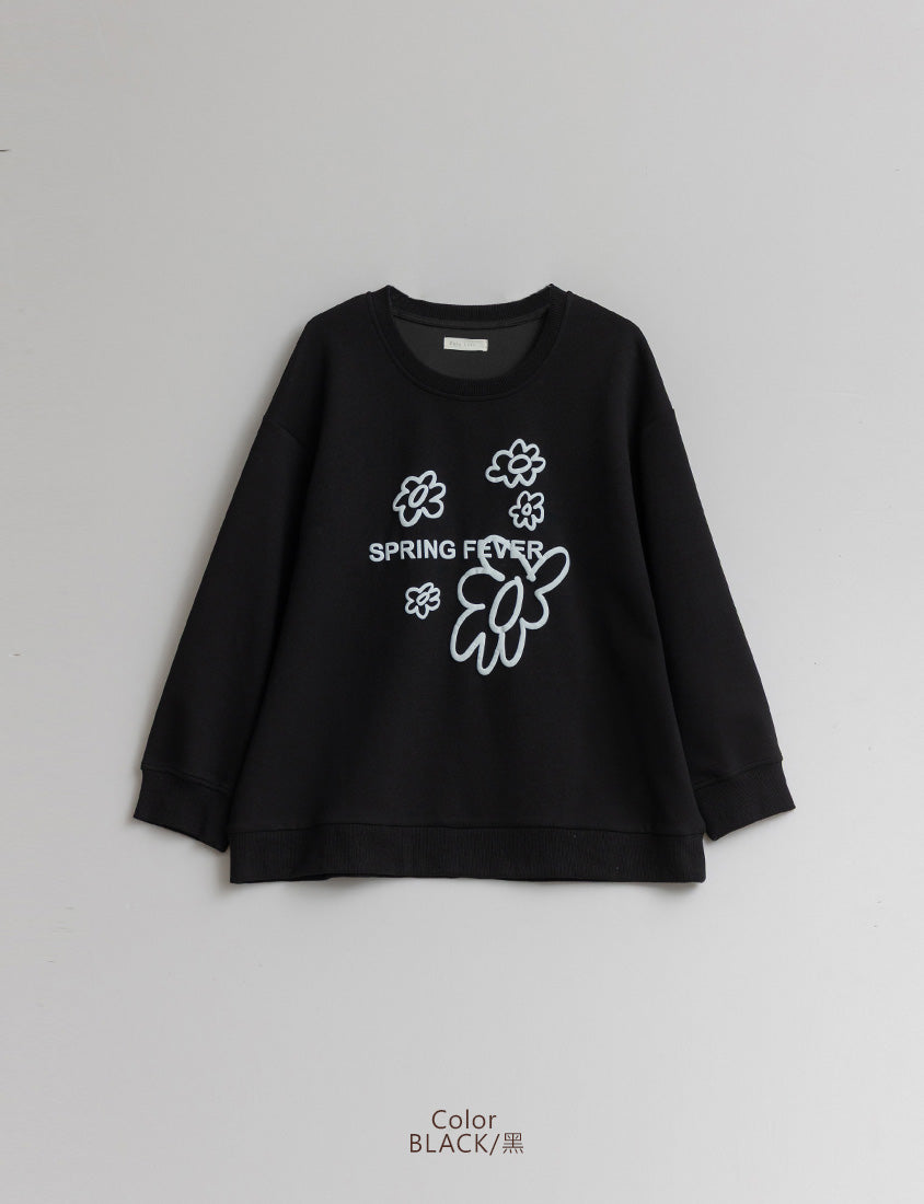 Sweet 3D Floral Plus Size Long Sleeve Sweatshirt