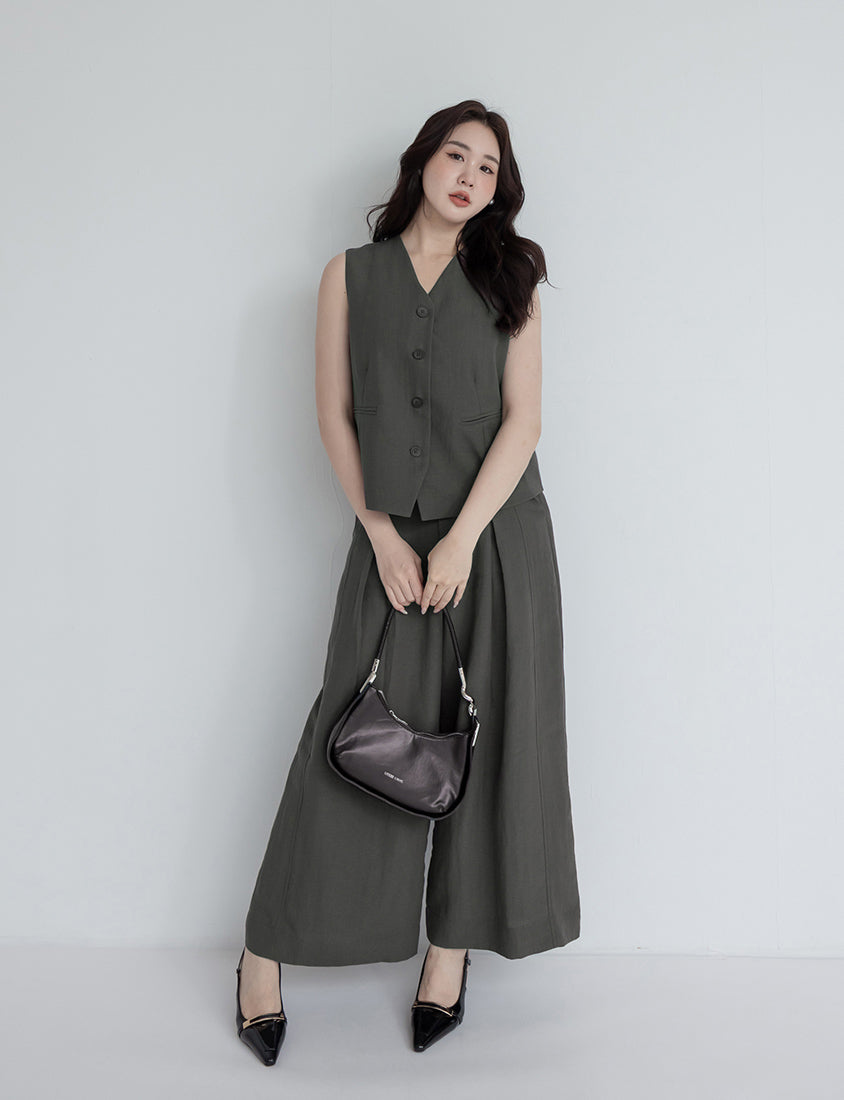 MISS. Tencel Linen Tailored Plus Size Vest