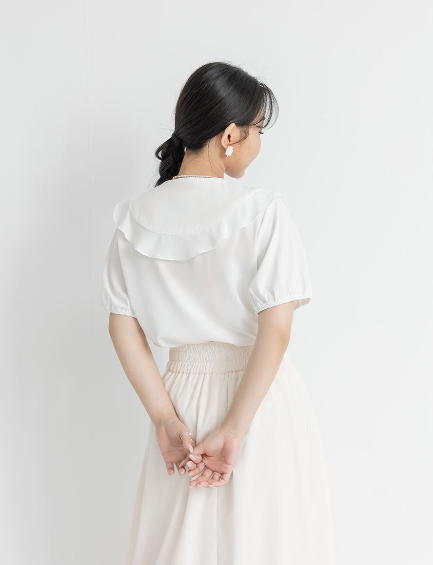 MISS. Ruffle Collar Chiffon Plus Size Shirt