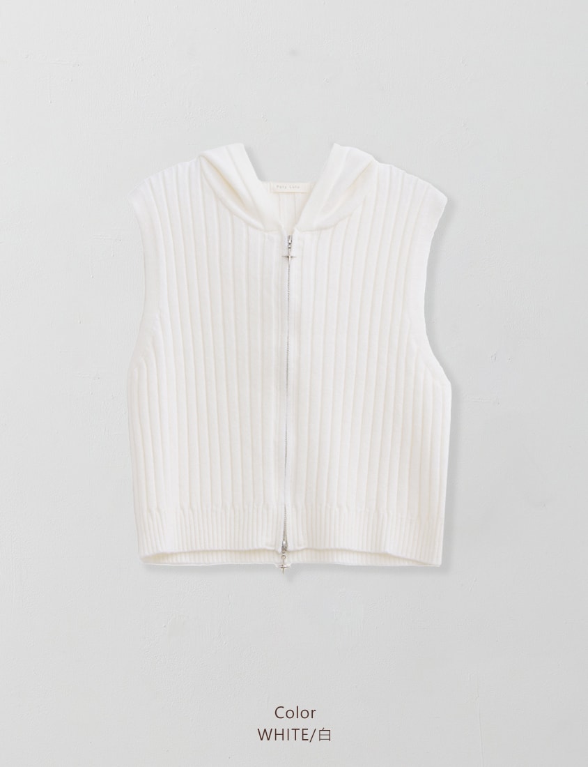 Double-Zip Hooded Plus Size Knit Vest