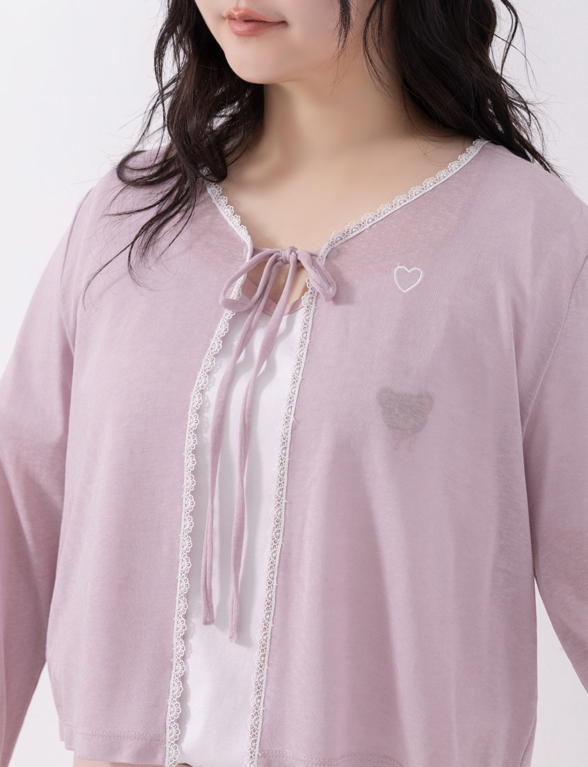 Instant Cooling Lyocell Lace Tie Front Plus Size Cover-Up