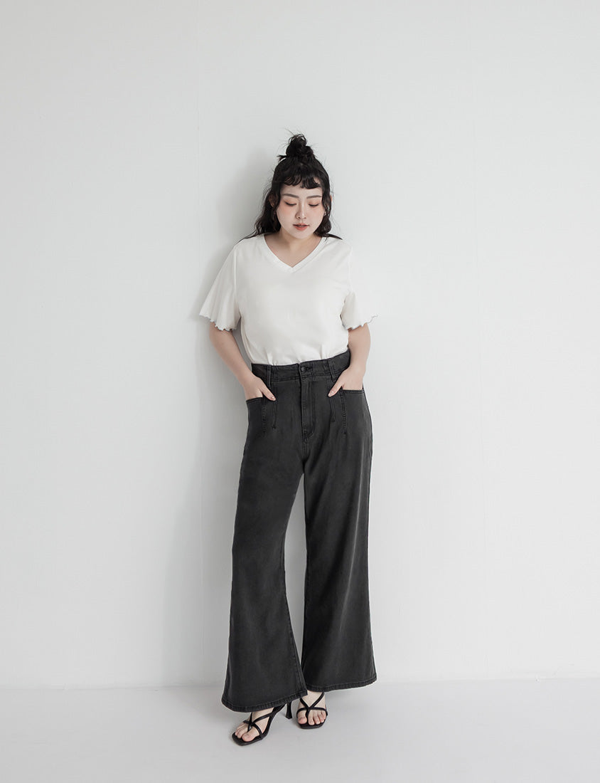(V Neck) Zero Sweat Mark Cooling Plus Size Tee
