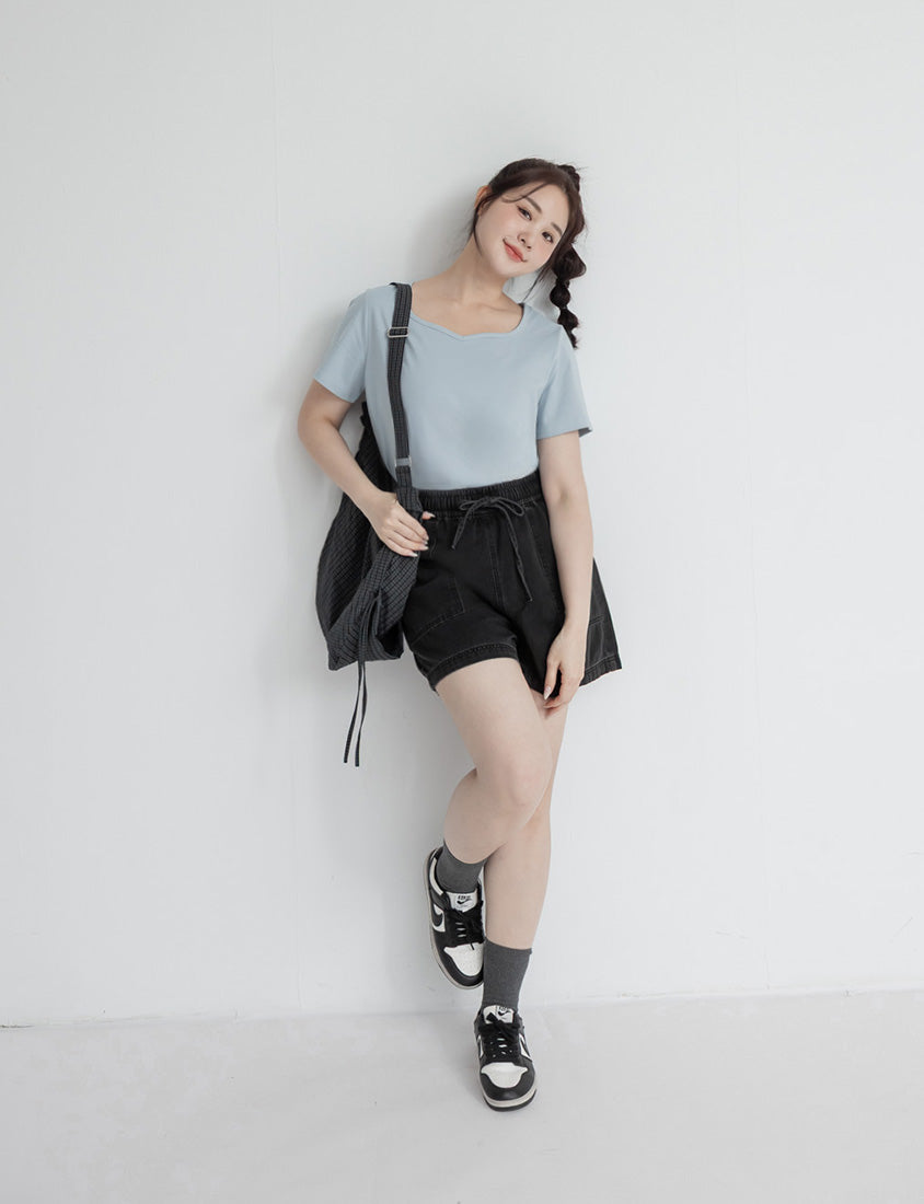 Cooling Soft Drawstring Plus Size Denim Shorts