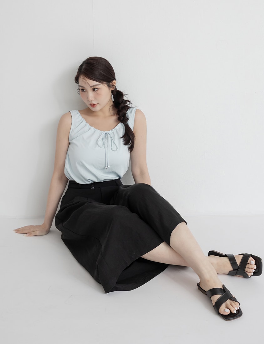 High Waist Slim Fit Lyocell Linen Cropped Plus Size Wide Leg Pants