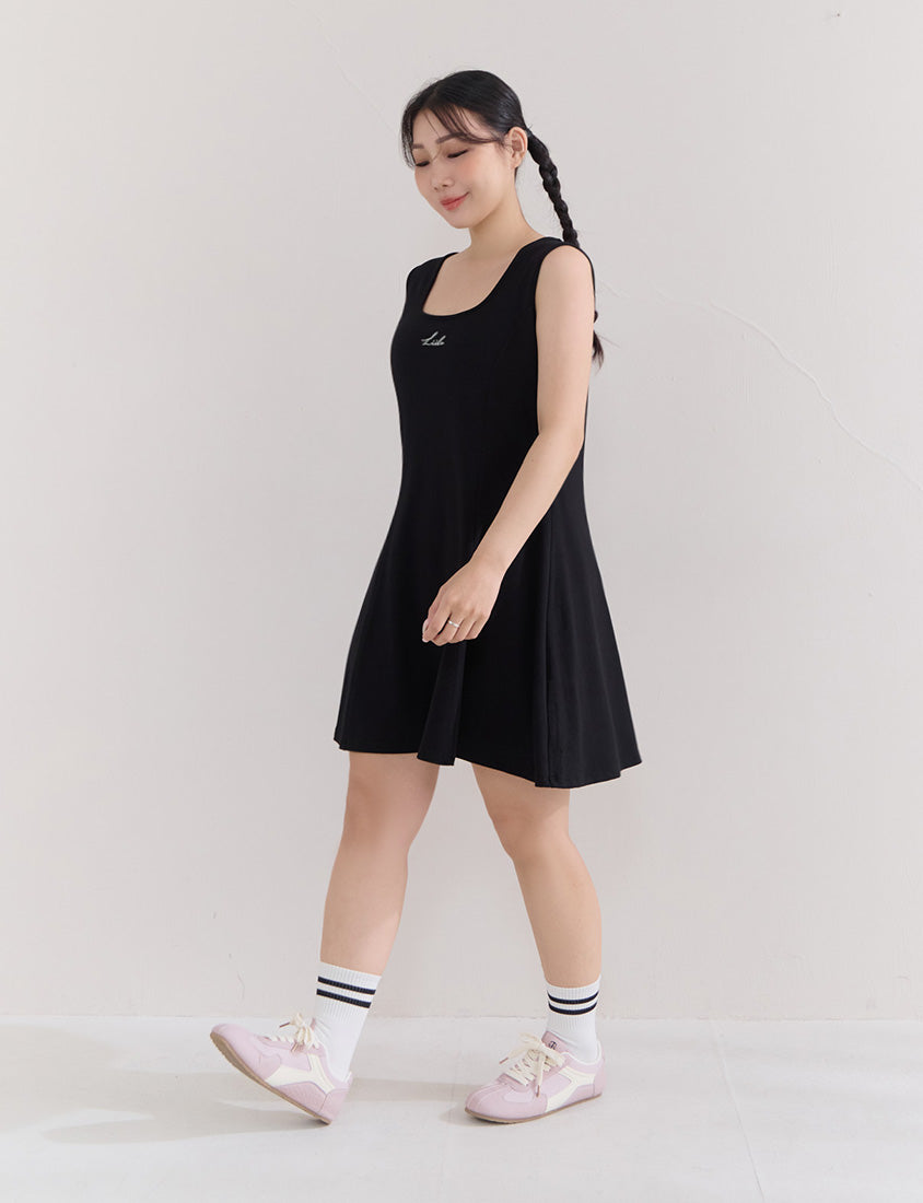 Embroidered Elastic Waist Plus Size Mini Dress