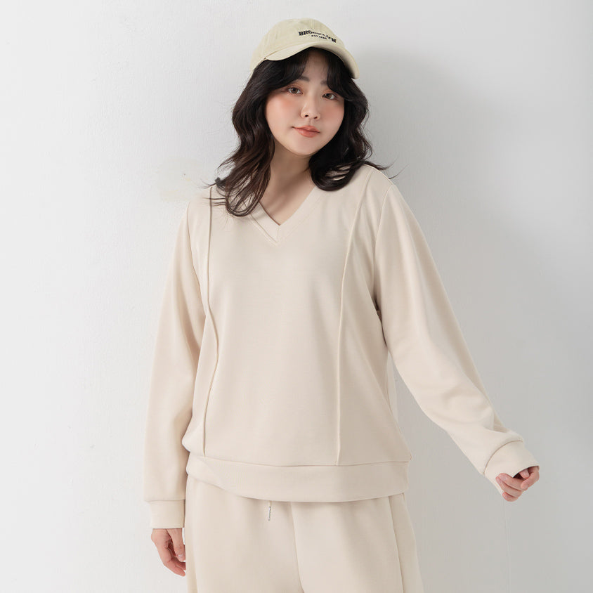 Apple-Shaped Friendly! Perfect Fit Seamed Yogurt Touch Plus Size Sweater
