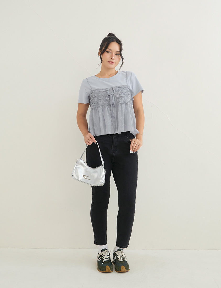 2-Way Japanese Polka Dot Mesh Plus Size Cami Top