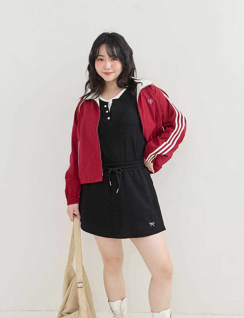 Waffle Knit Butterfly Embroidered Plus Size Skort