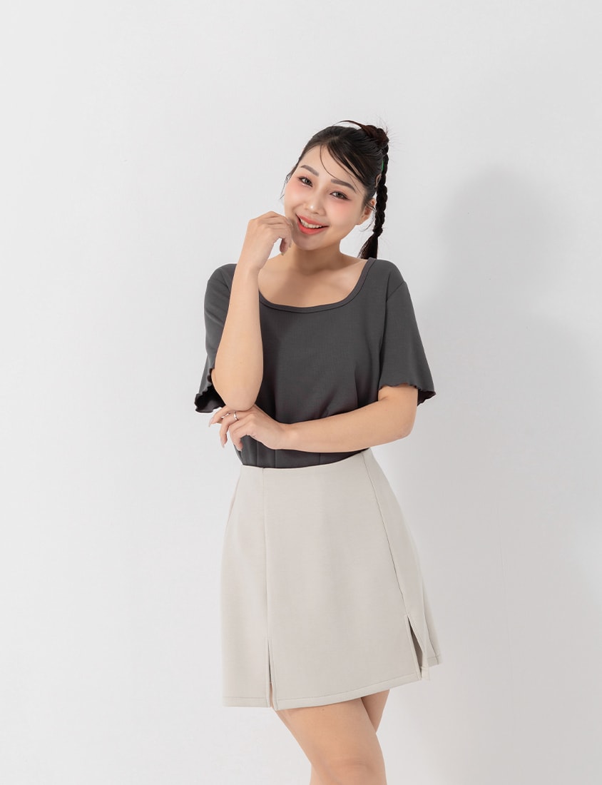 Cloud Cotton A-line Slit Plus Size Skort