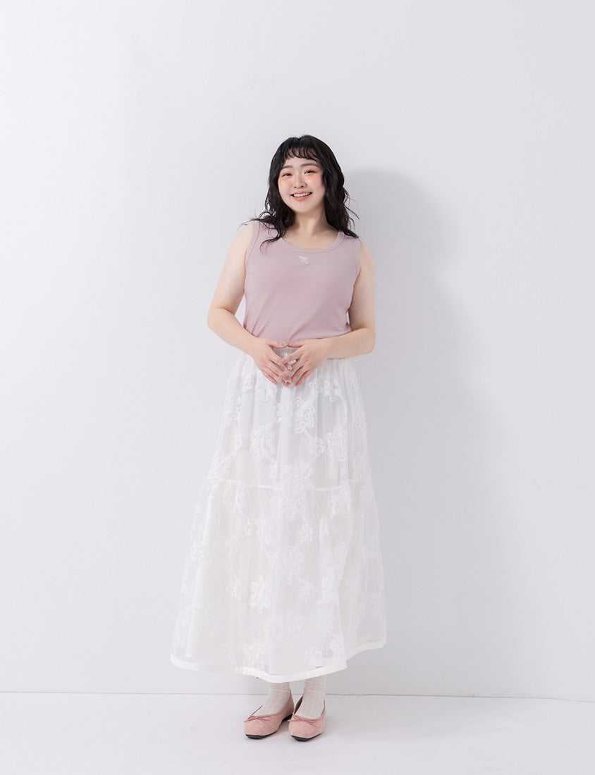 Versatile Square Neck Butterfly Embroidered Plus Size Tank Top