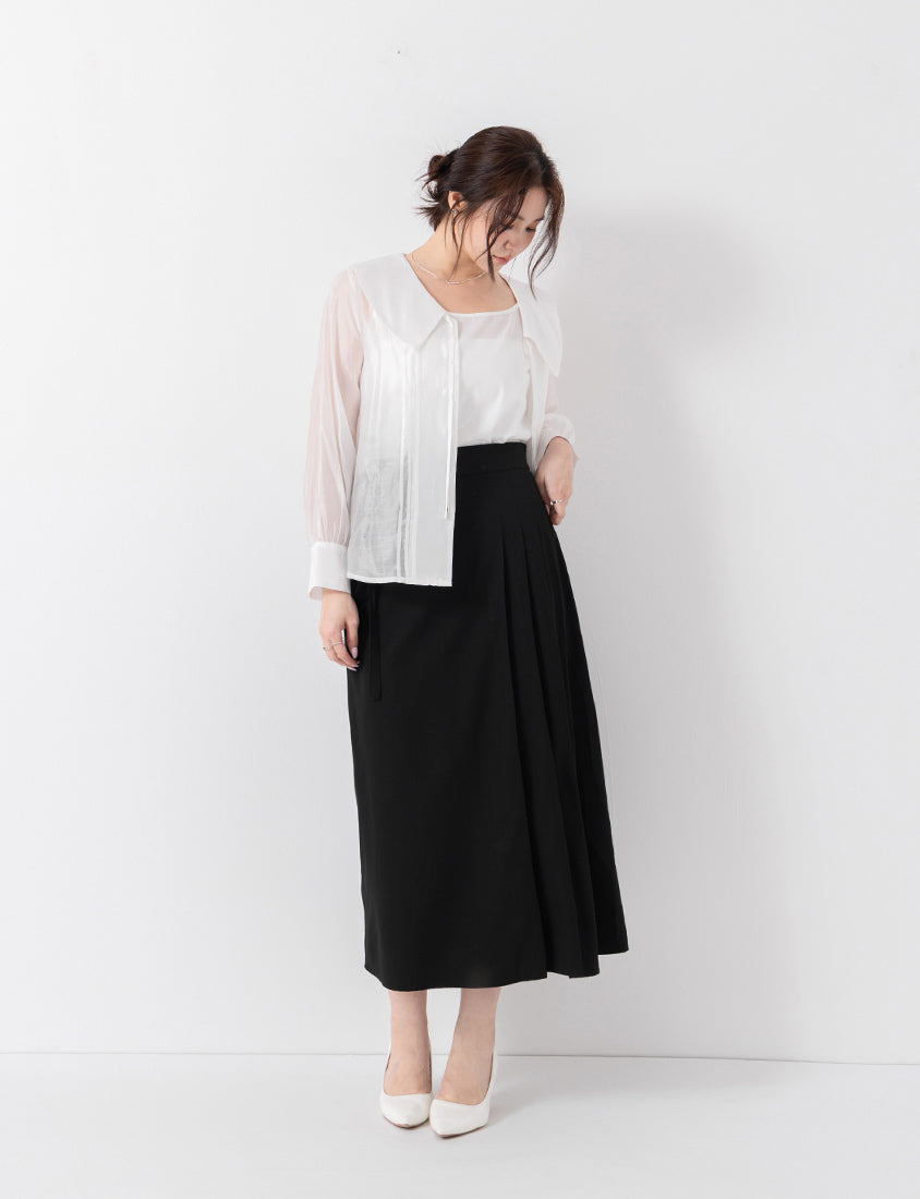 MISS. Ethereal Sheer Collared Plus Size Shirt (with Inner Cami)