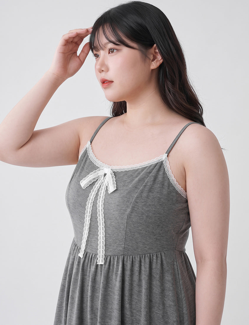 French Style Minimalist Adjustable Plus Size Cami Maxi Dress