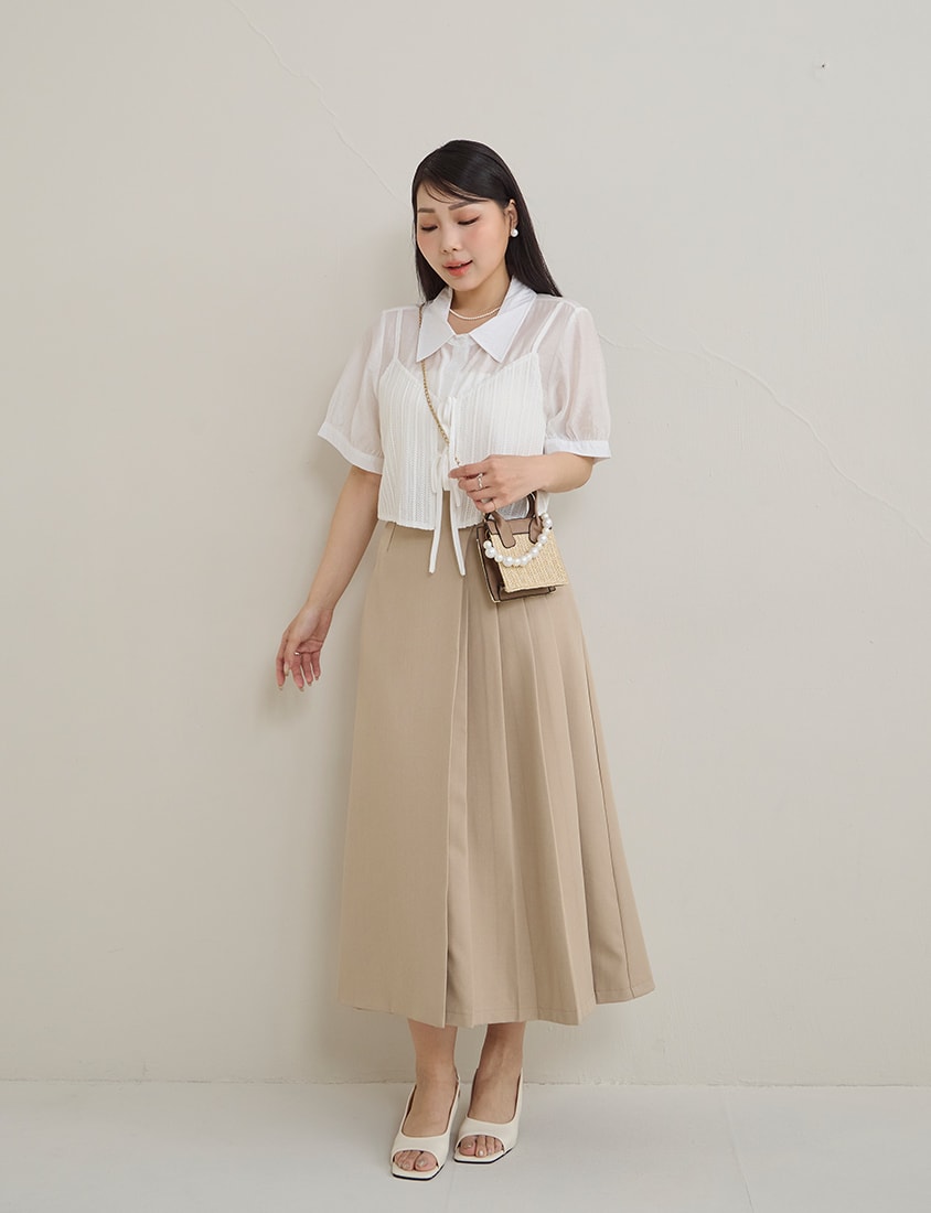 MISS. Faux Two Piece Sheer Plus Size Shirt (with Inner Tank Top)