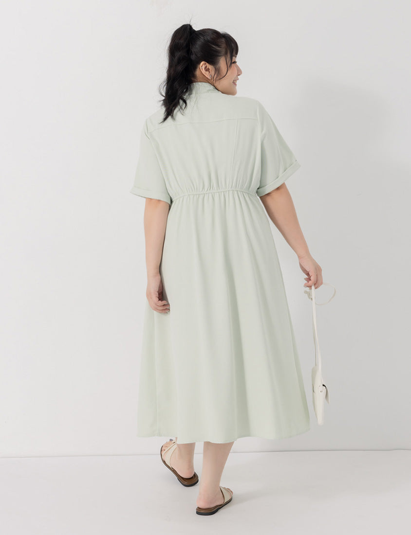Vintage Japanese Style Button-Up Collar Plus Size Maxi Dress