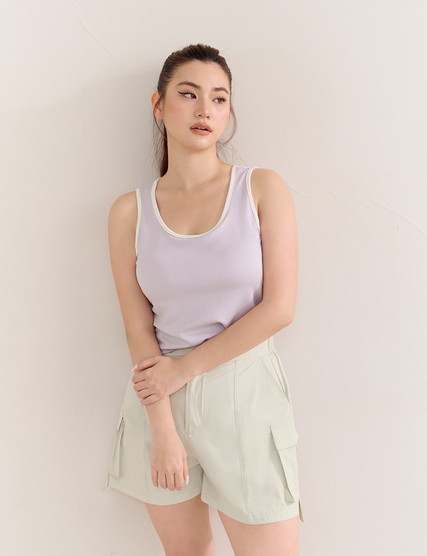 Pobra. Lyocell Cloud Cotton Contrast Plus Size Bra Tank Top