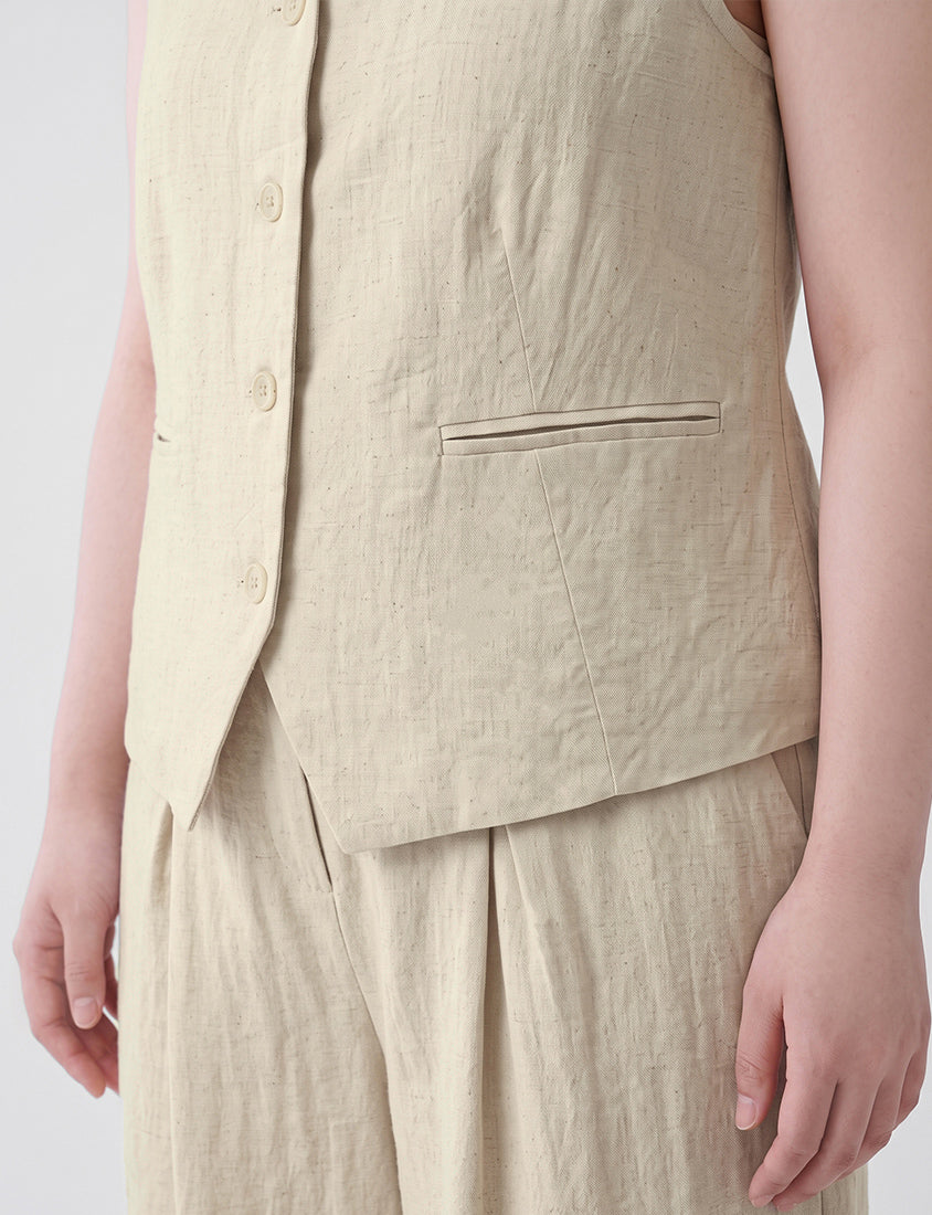 MISS. Tencel Linen Tailored Plus Size Vest
