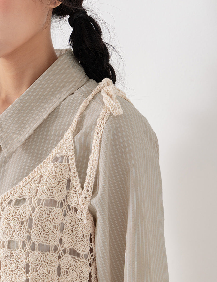 Japanese-Inspired Crochet Grid Plus Size  Vest