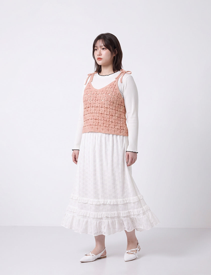 Japanese-Inspired Crochet Grid Plus Size  Vest