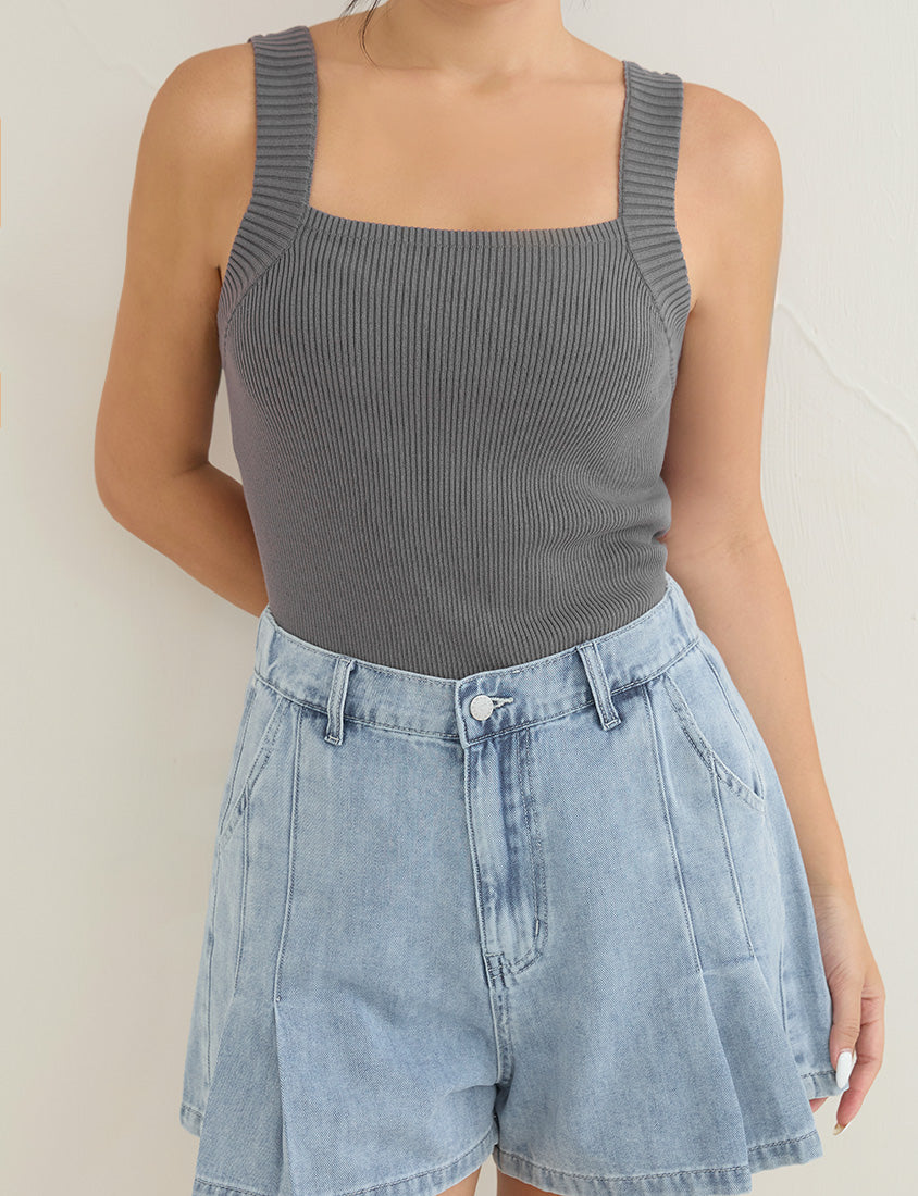 Zero Armpit Bulges Slimming Square Neck Knit Plus Size Tank Top