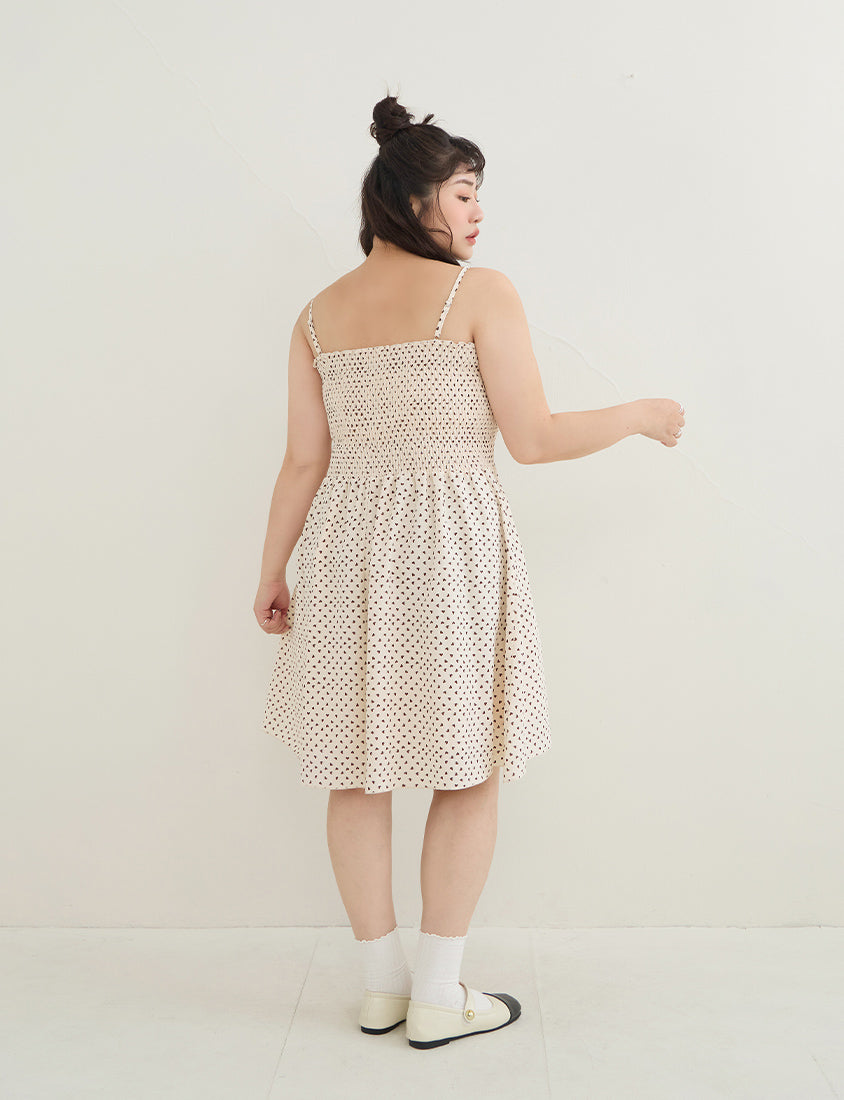 Sweet Contrast Heart Cami Plus Size Mini Dress