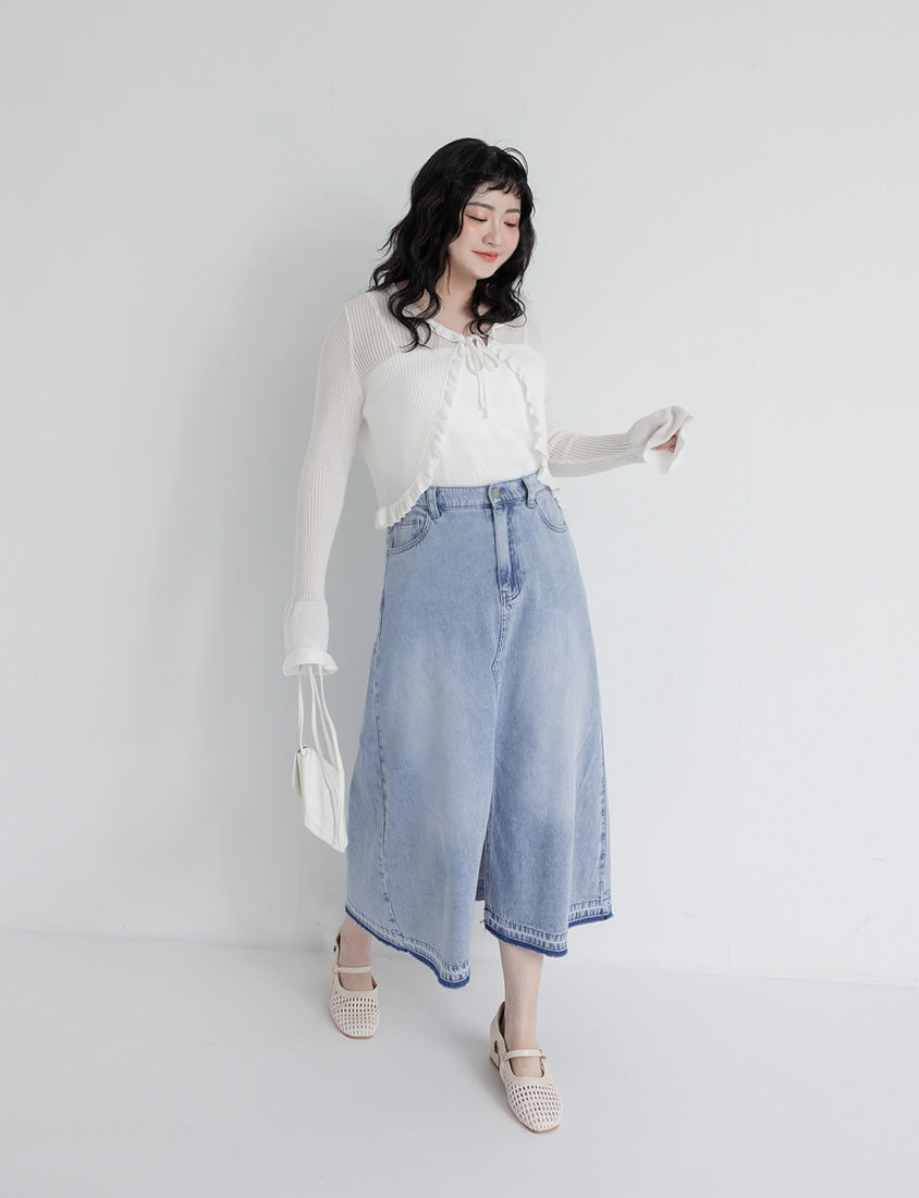 Instant Cooling Tencel Blend Tie-Front Knit Plus Size Cardigan