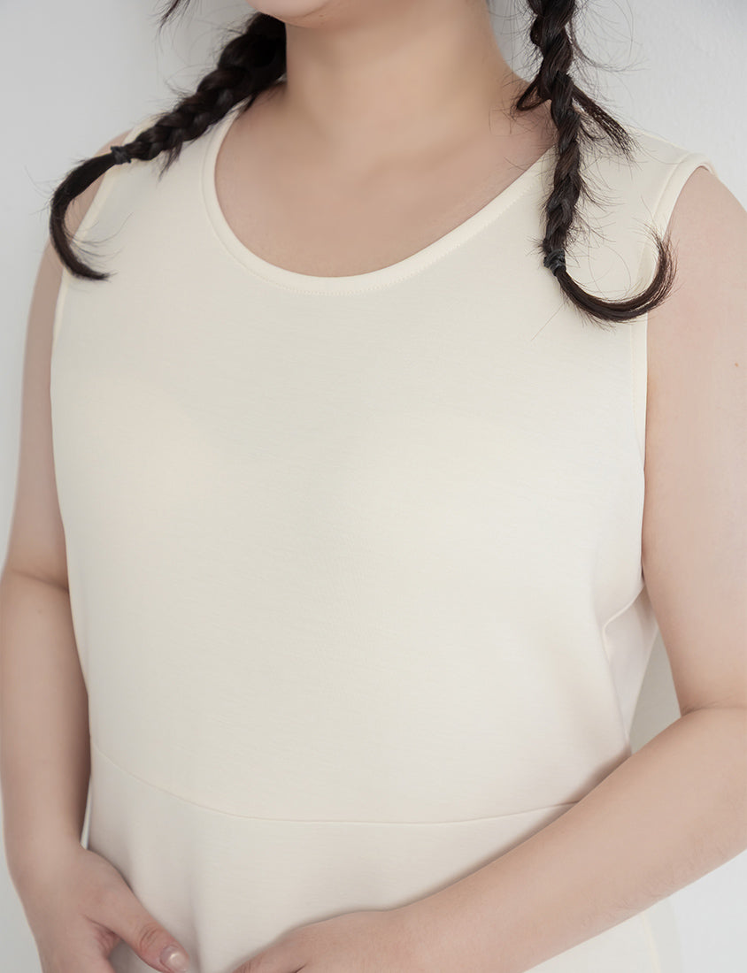 Creamy Cloud Cotton Lace Panel Plus Size Maxi Dress